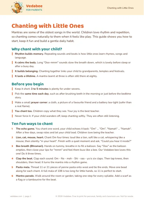 First page of Chanting with Little Ones