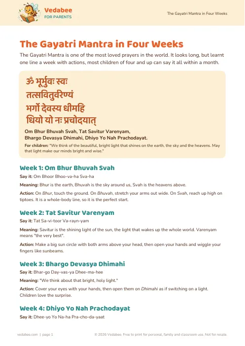 First page of The Gayatri Mantra in Four Weeks