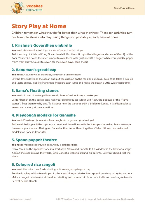 First page of Story Play at Home