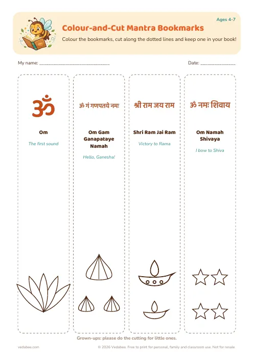 Preview of Colour-and-Cut Mantra Bookmarks